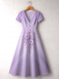 'Zambarau' Short Sleeve Maxi Dress
