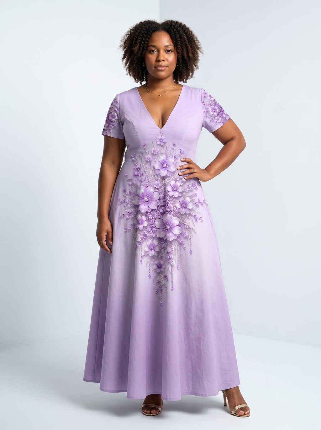 'Zambarau' Short Sleeve Maxi Dress