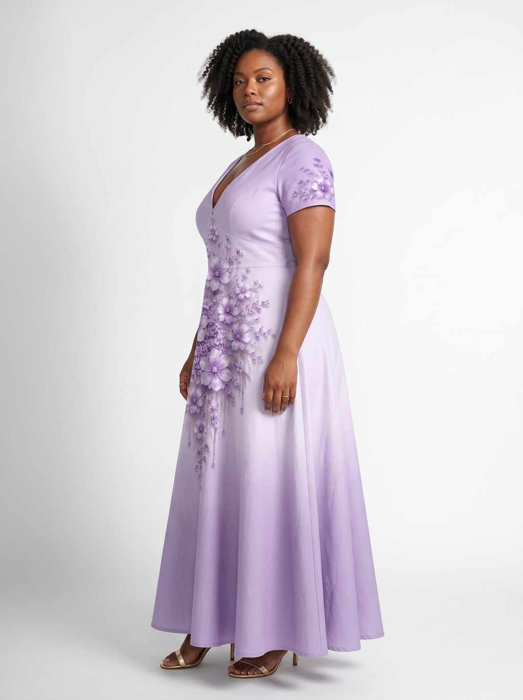 'Zambarau' Short Sleeve Maxi Dress