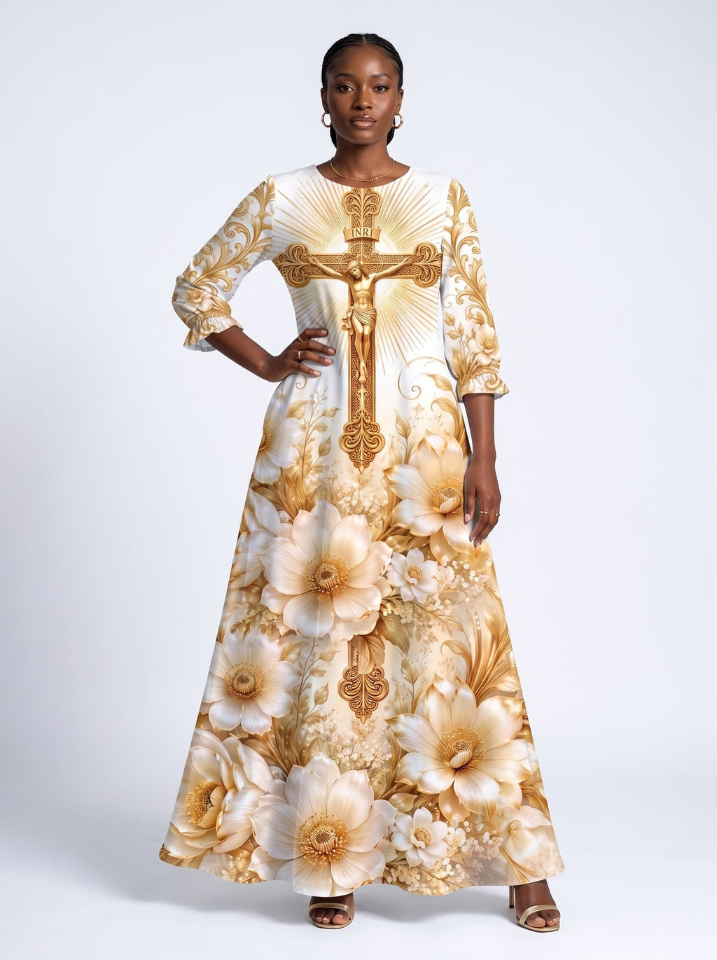'Msalaba' Long Sleeve Maxi Dress