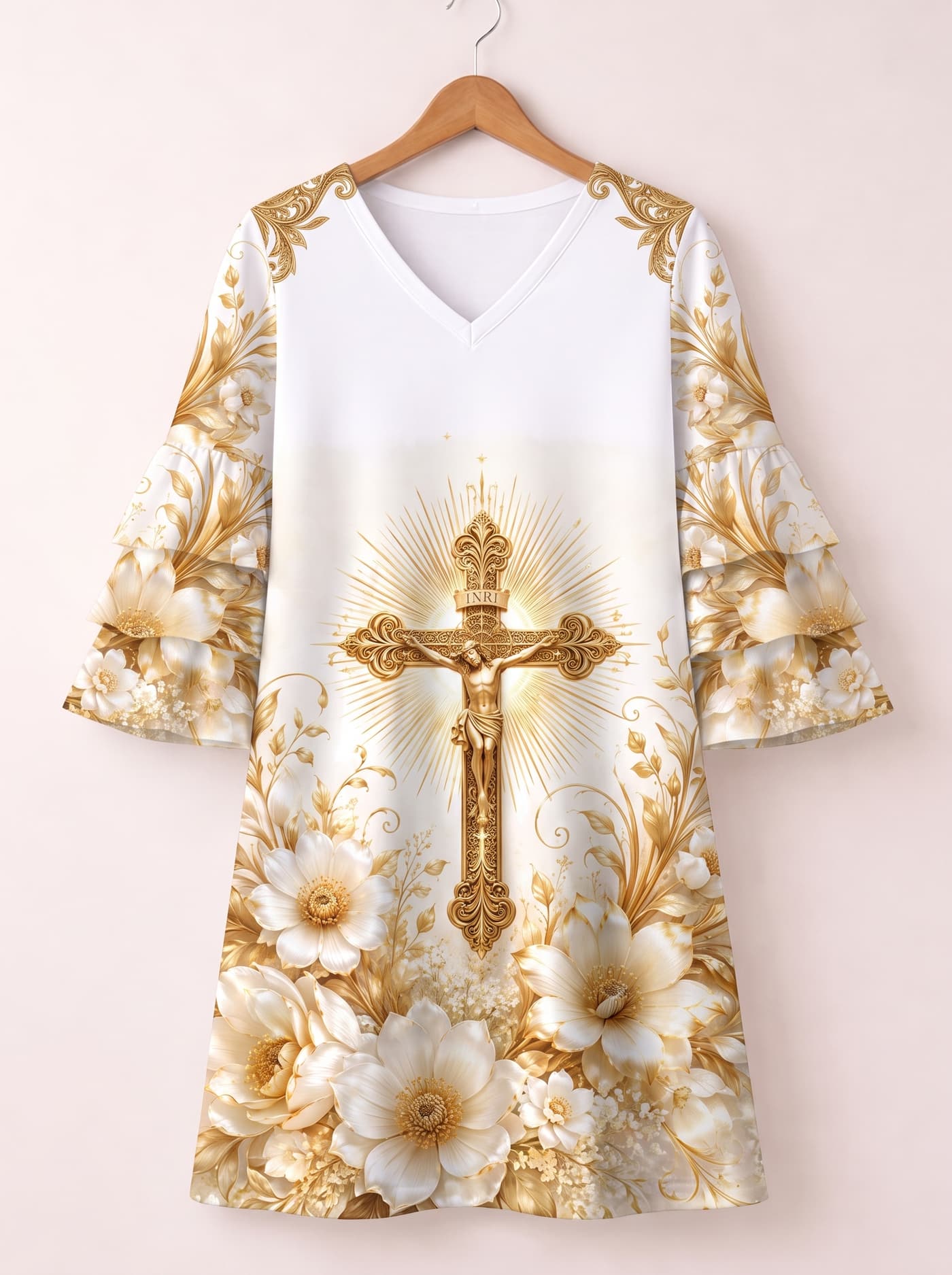 'Msalaba' Stacked Ruffle Sleeve Dress