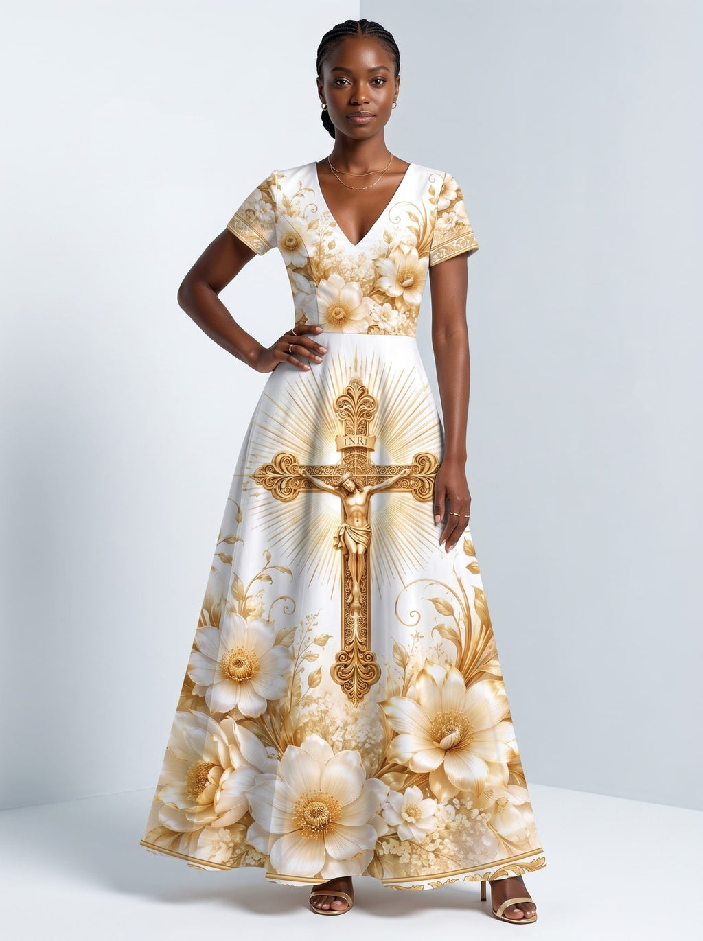 'Msalaba' Short Sleeve Maxi Dress