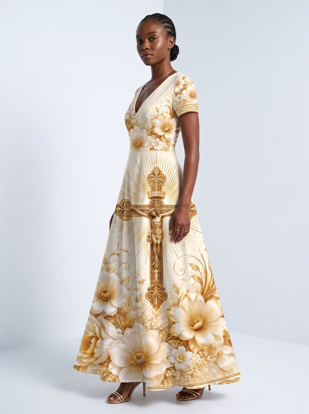 'Msalaba' Short Sleeve Maxi Dress
