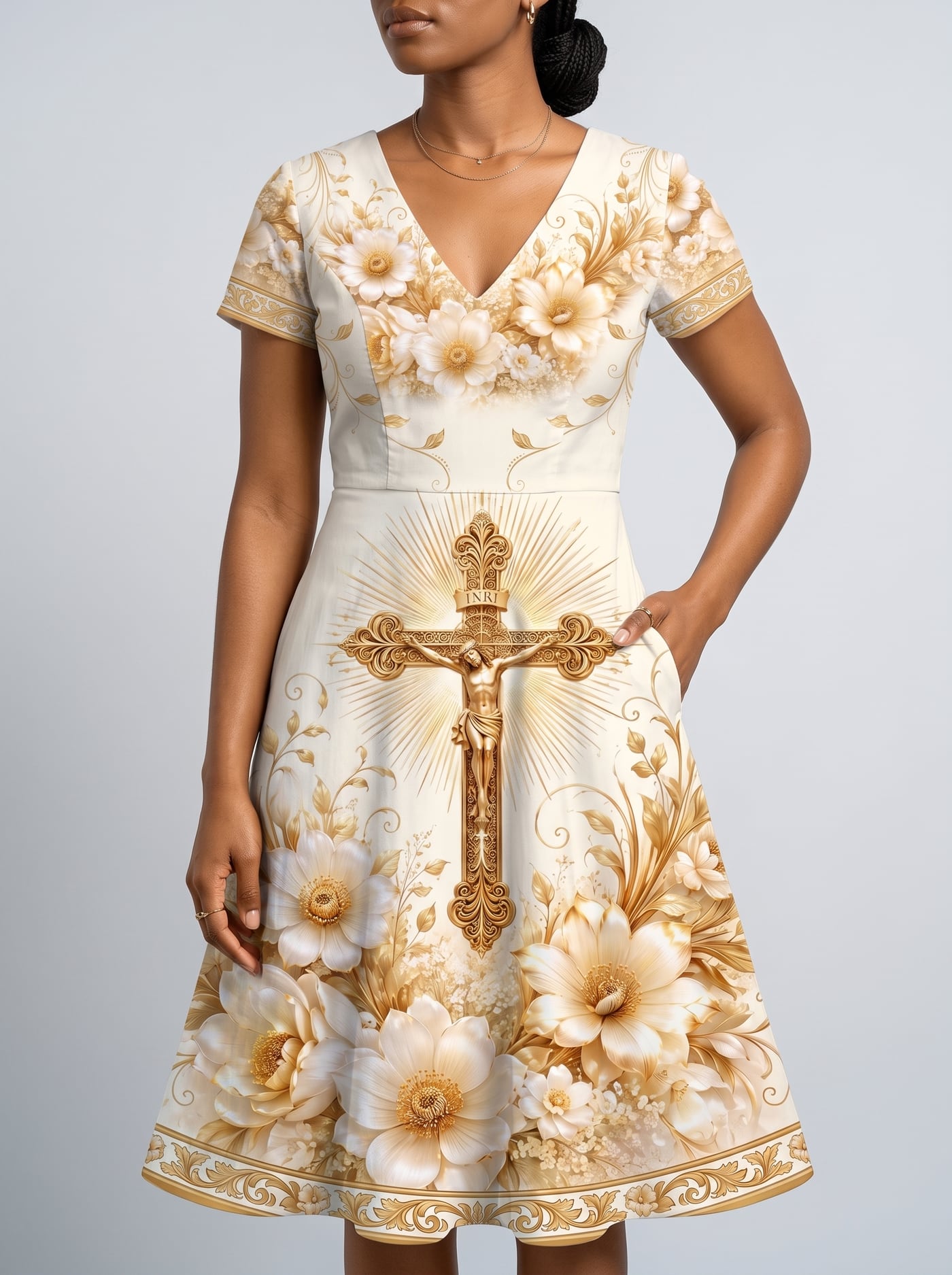 'Msalaba' Short Sleeve Maxi Dress