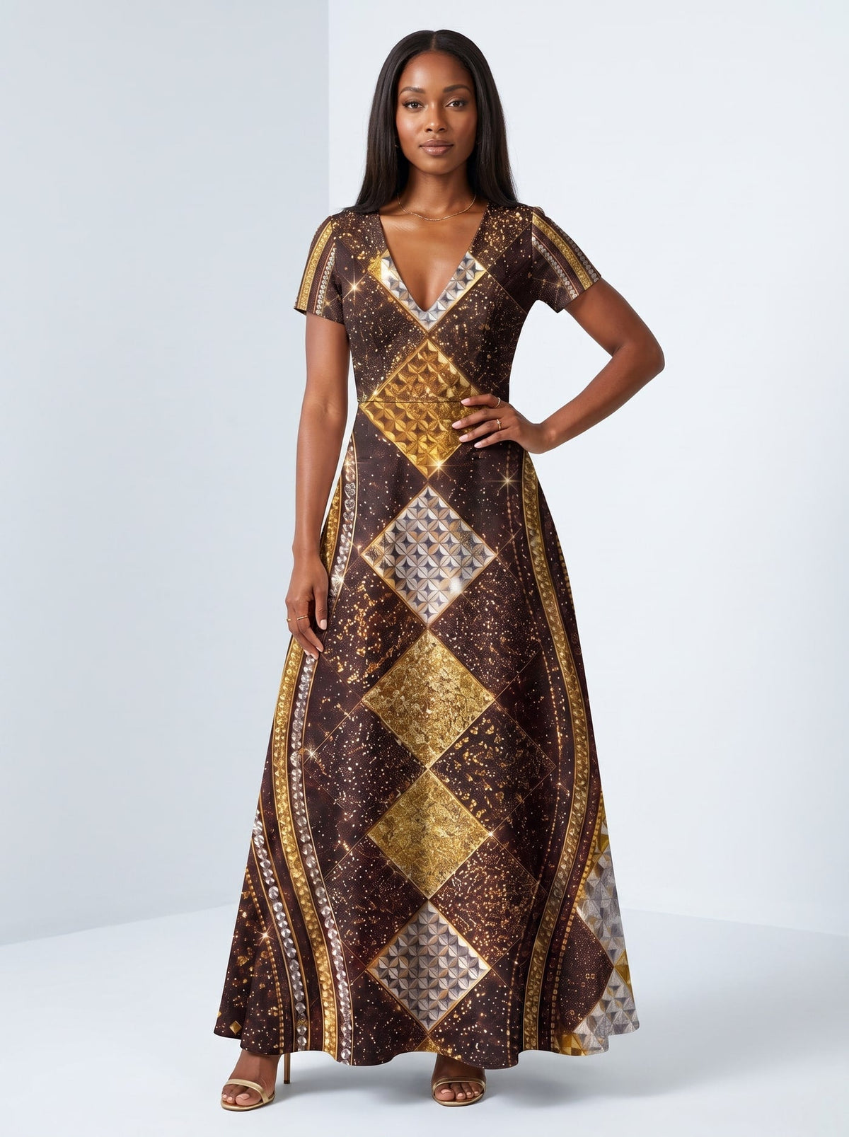 'Fataki' Short Sleeve Maxi Dress