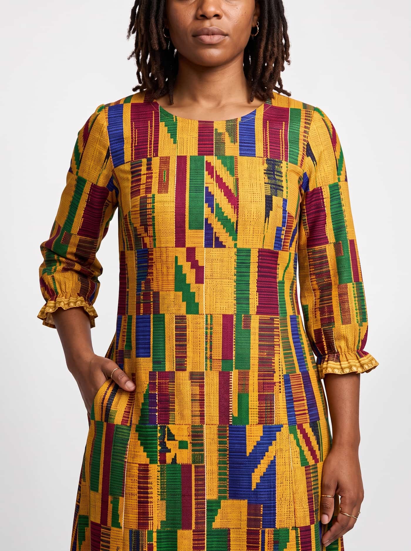 'Kente' Long Sleeve Maxi Dress