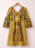 'Kente' Stacked Ruffle Sleeve Dress