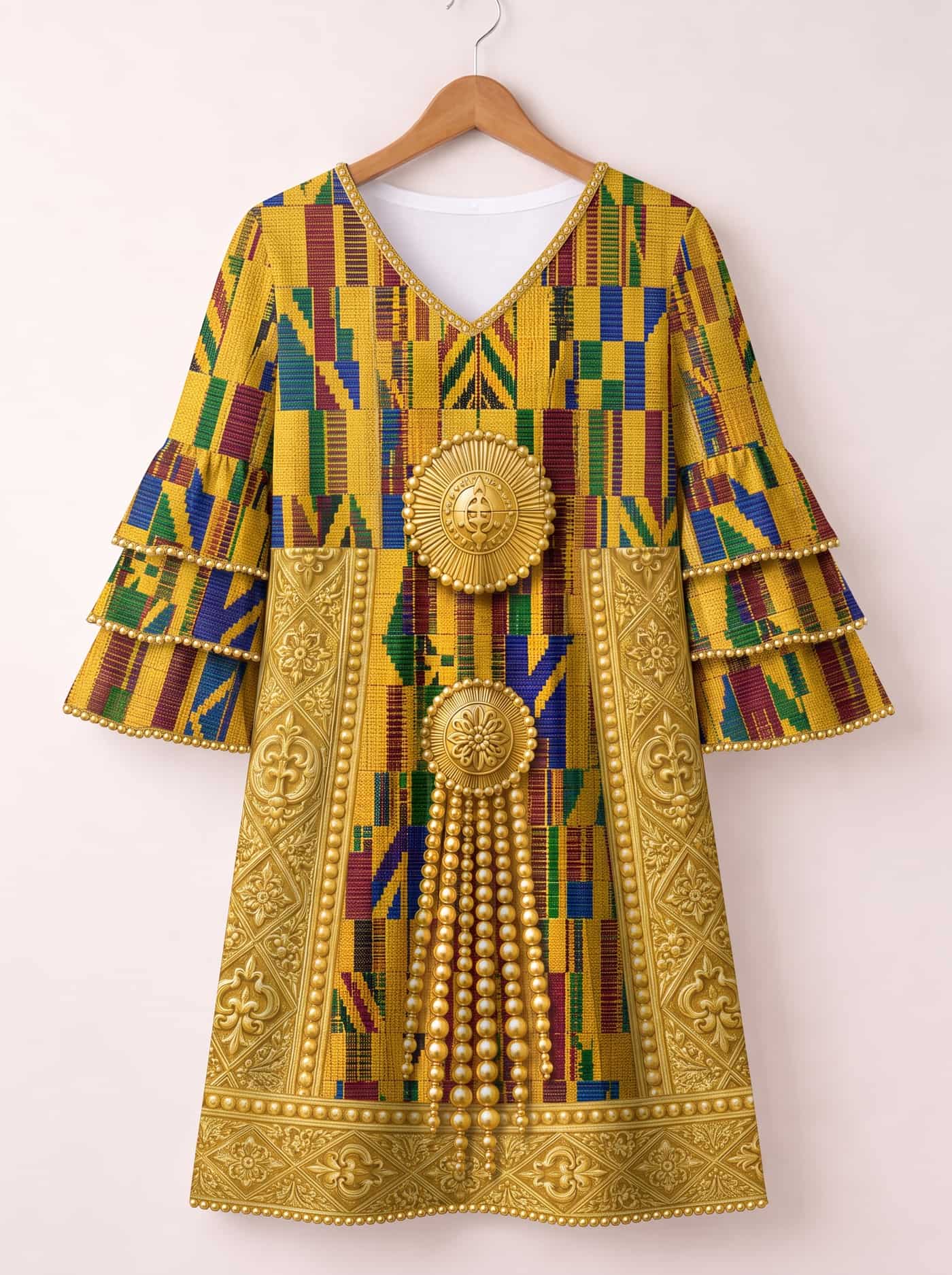 'Kente' Stacked Ruffle Sleeve Dress