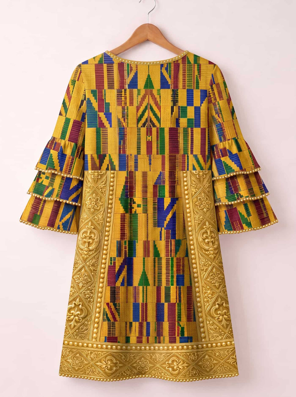 'Kente' Stacked Ruffle Sleeve Dress
