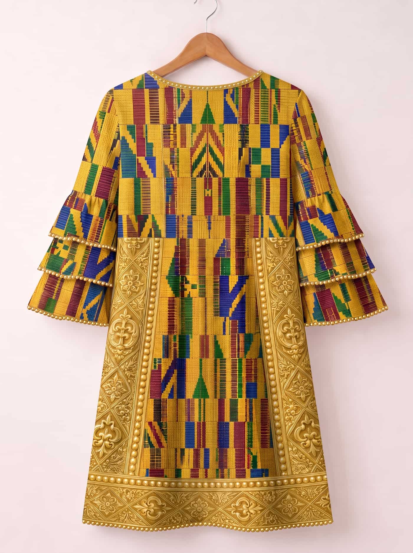 'Kente' Stacked Ruffle Sleeve Dress