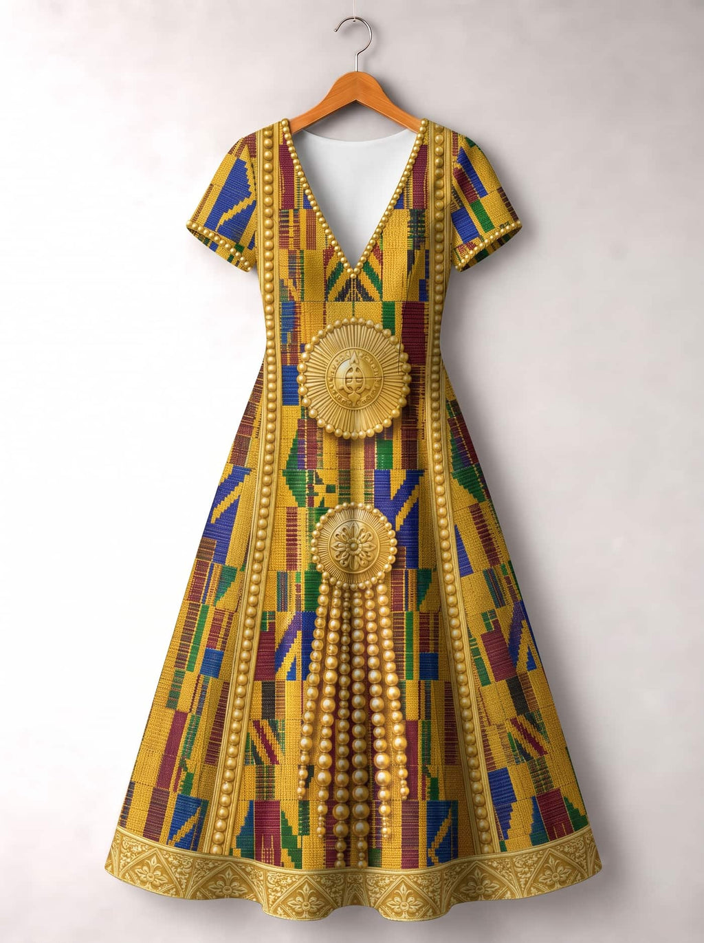 'Kente' Short Sleeve Maxi Dress