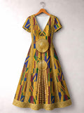 'Kente' Short Sleeve Maxi Dress