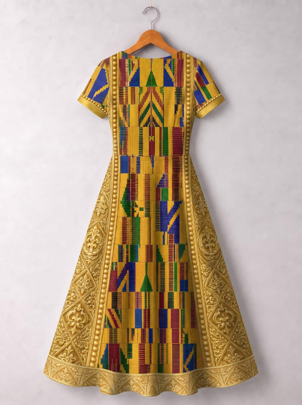 'Kente' Short Sleeve Maxi Dress