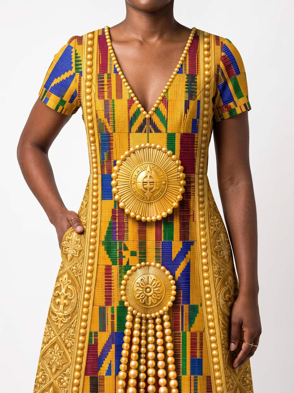 'Kente' Short Sleeve Maxi Dress