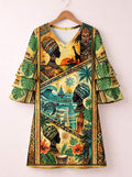'Safari' Stacked Ruffle Sleeve Dress