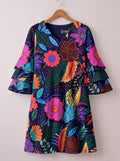 'Bustani' Stacked Ruffle Sleeve Dress