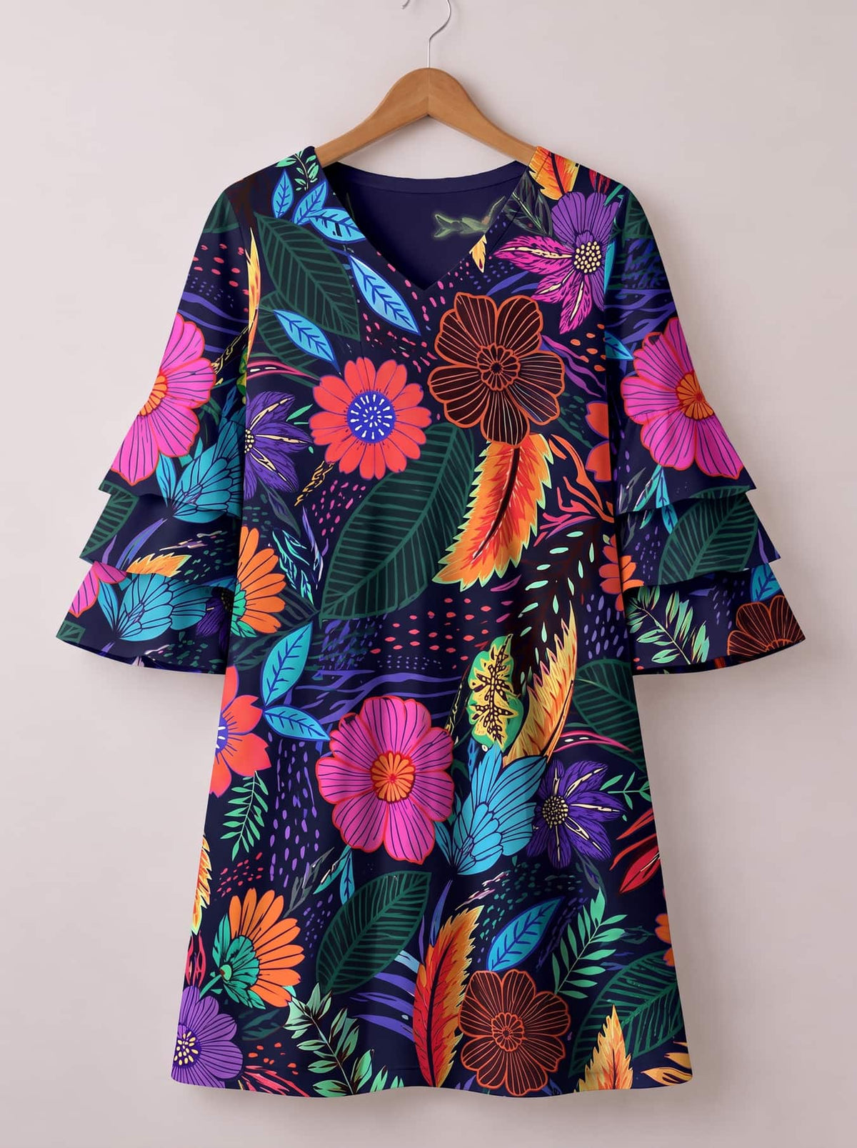 'Bustani' Stacked Ruffle Sleeve Dress