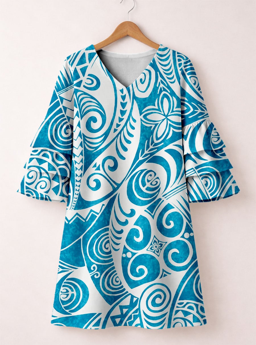 'Nalu' Stacked Ruffle Sleeve Dress