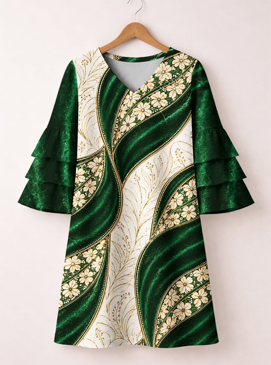 'Maile' Stacked Ruffle Sleeve Dress