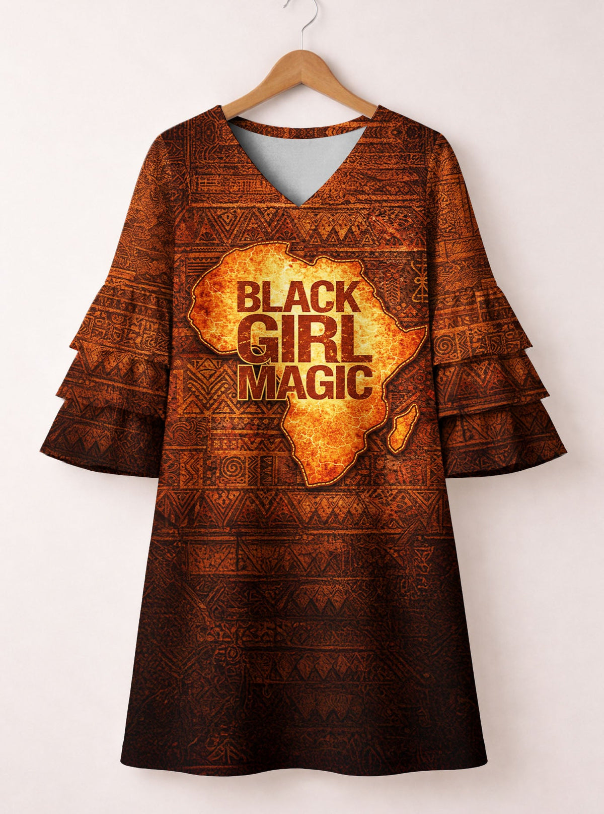 Black Girl Magic Stacked Ruffle Sleeve Dress
