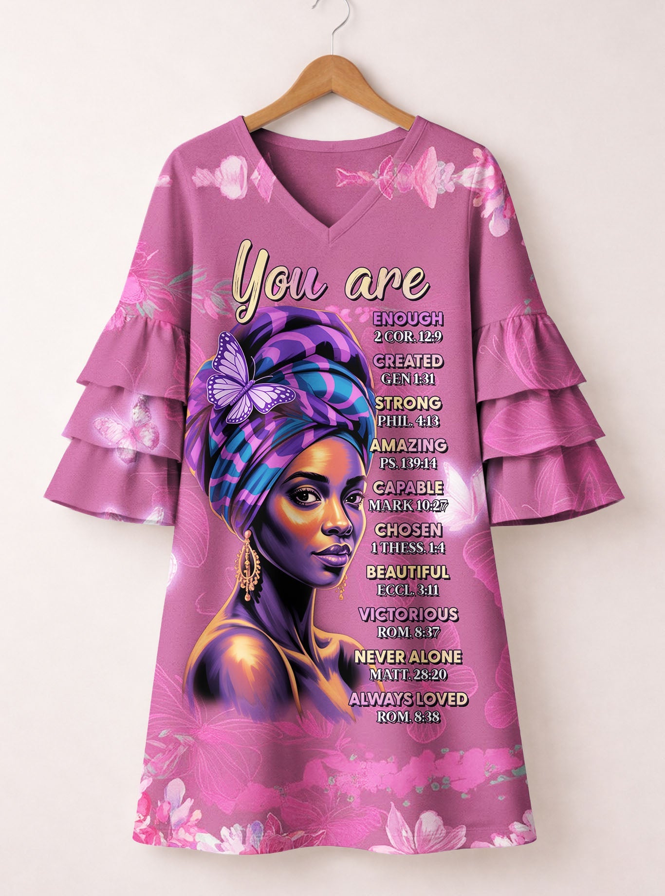Pink Orchid Stacked Ruffle Sleeve Dress