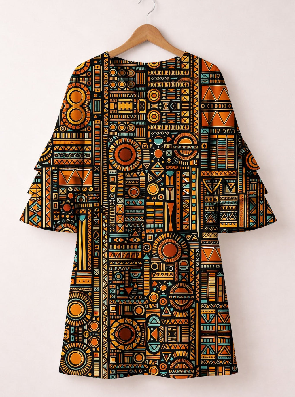 Afrocentric Pattern Stacked Ruffle Dress & Leggings Deal