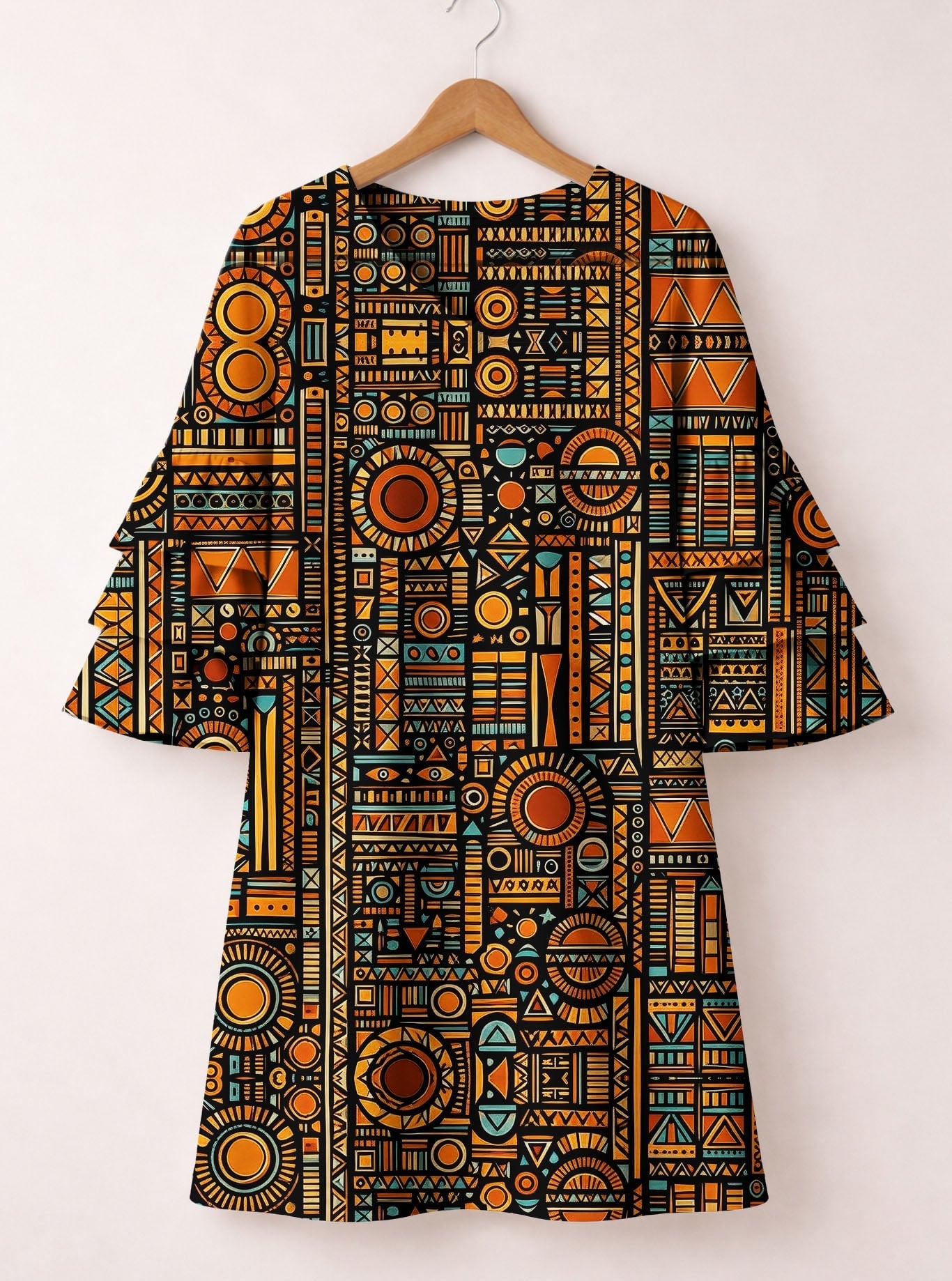 Afrocentric Pattern Stacked Ruffle Dress & Leggings Deal