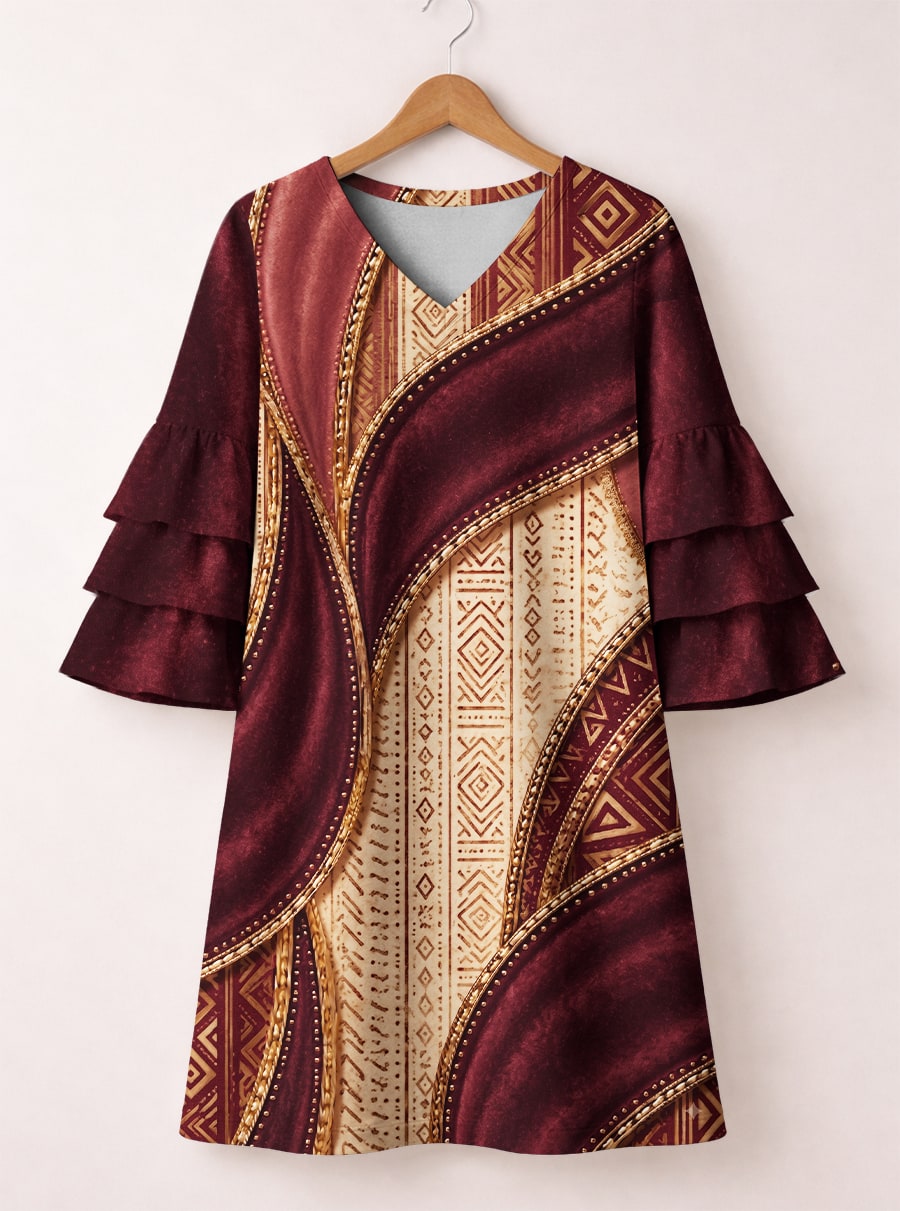 'Tapa' Stacked Ruffle Sleeve Dress