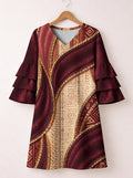 'Tapa' Stacked Ruffle Sleeve Dress