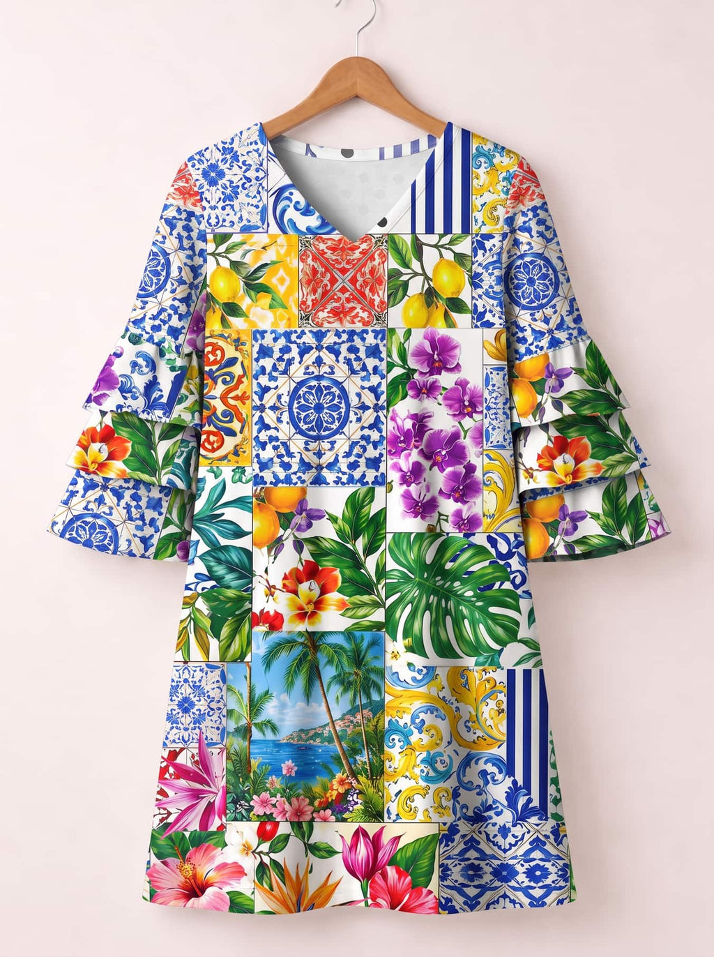 'Kisiwa' Stacked Ruffle Sleeve Dress