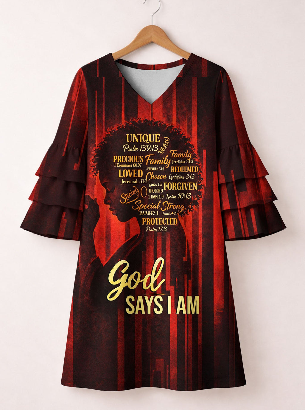 'Asante' Stacked Ruffle Sleeve Dress