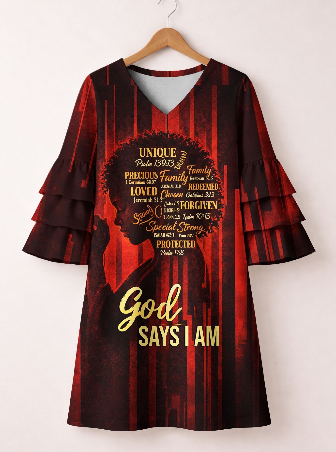 'Asante' Stacked Ruffle Sleeve Dress