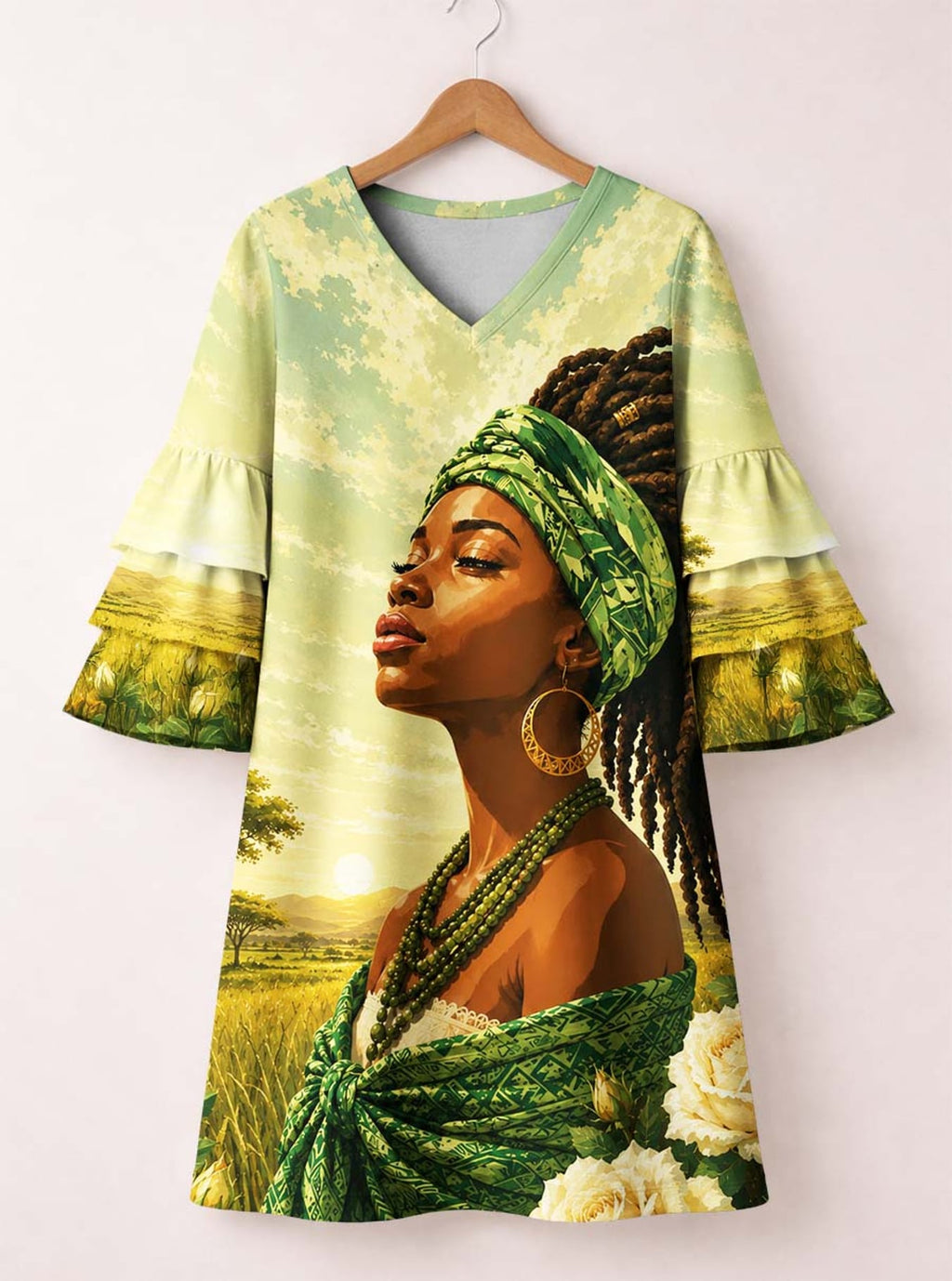 'Tulia' Stacked Ruffle Sleeve Dress