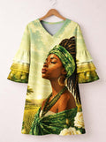 'Tulia' Stacked Ruffle Sleeve Dress
