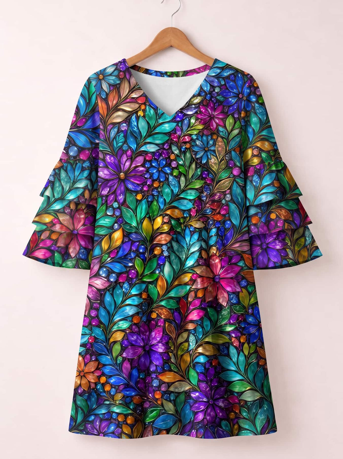 'Upinde' Stacked Ruffle Sleeve Dress