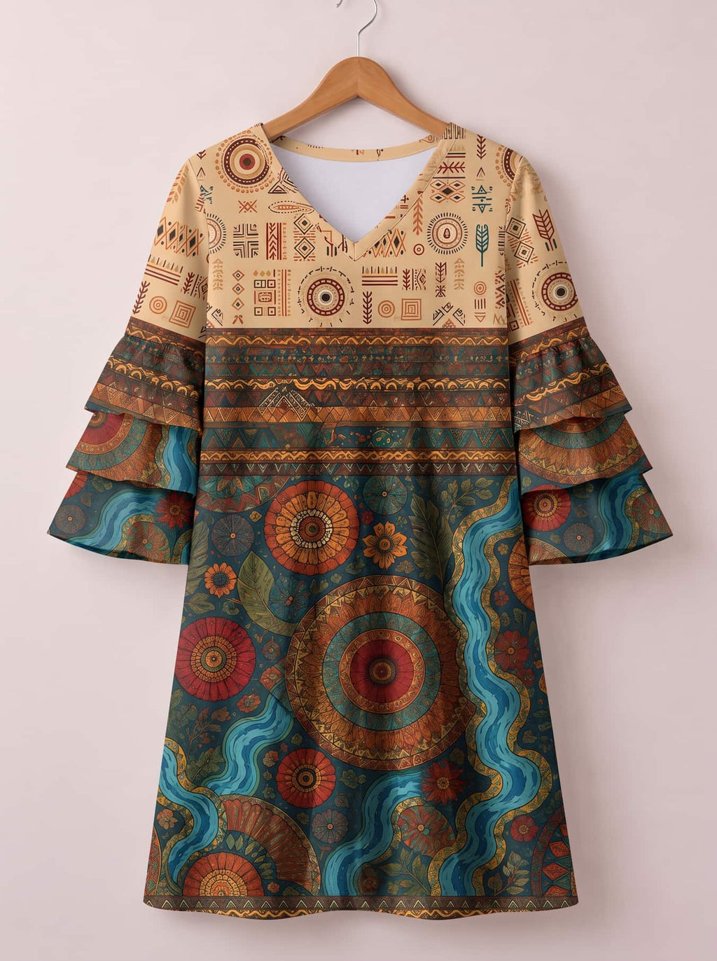 'Mto' Stacked Ruffle Sleeve Dress