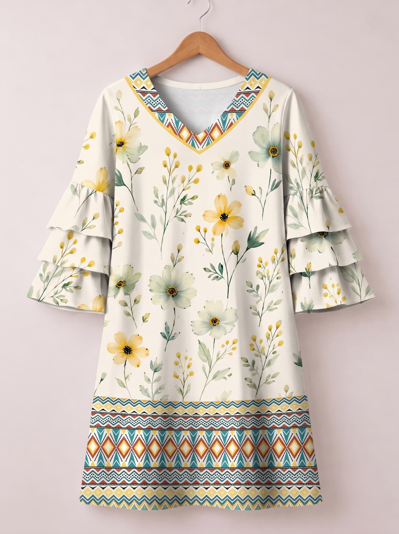 'Alizeti' Stacked Ruffle Sleeve Dress