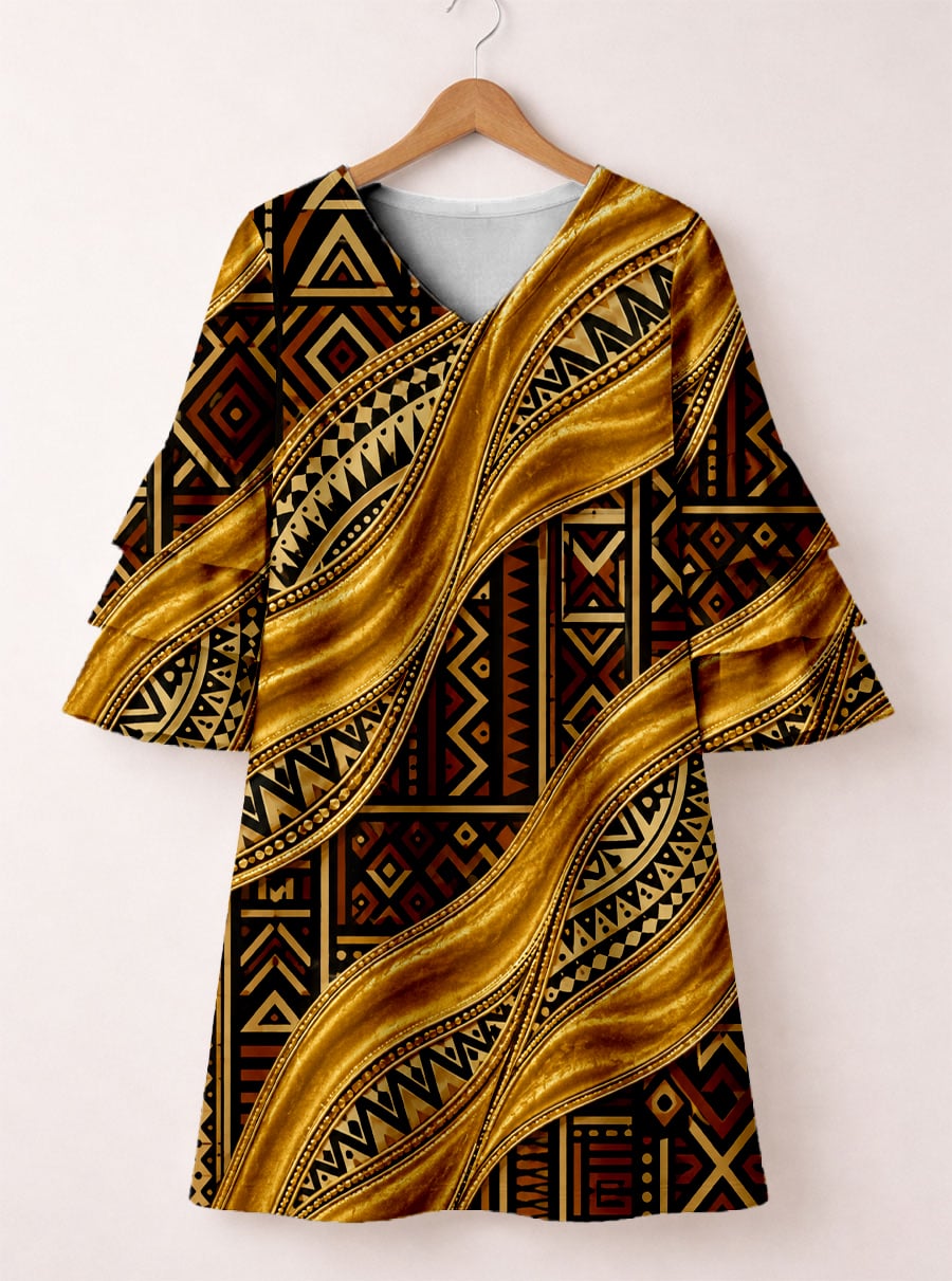 'Kahiko' Stacked Ruffle Sleeve Dress