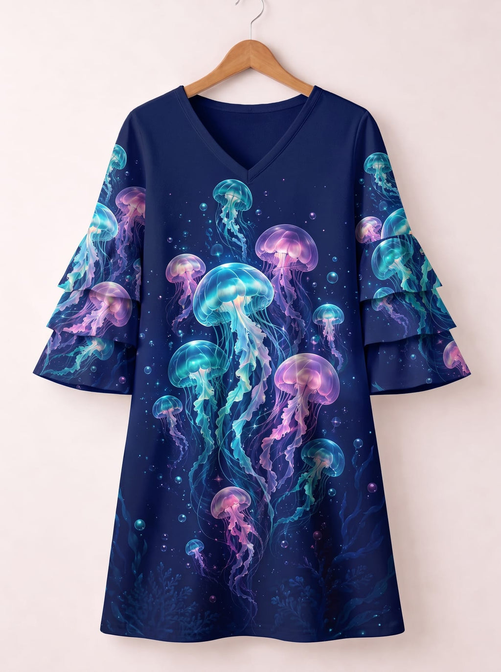 'Bahari' Stacked Ruffle Sleeve Dress