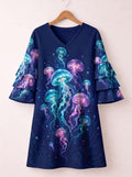 'Bahari' Stacked Ruffle Sleeve Dress