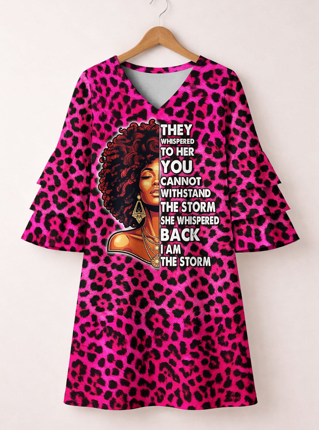 'Unstoppable' Pink Leopard Stacked Ruffle Sleeve Dress