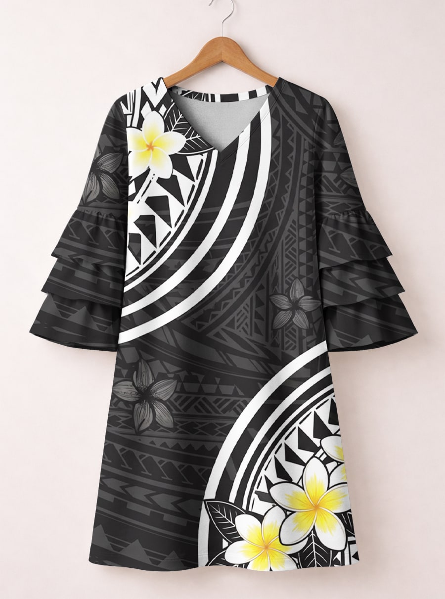 'Melia' Stacked Ruffle Sleeve Dress
