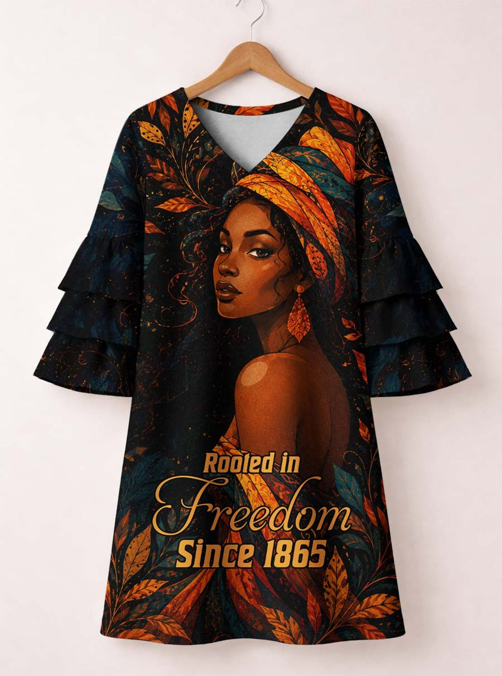 'Huru' Stacked Ruffle Sleeve Dress