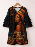 'Huru' Stacked Ruffle Sleeve Dress