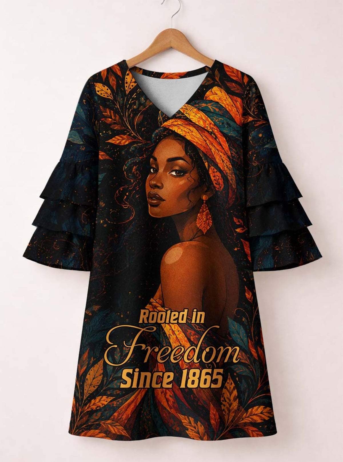'Huru' Stacked Ruffle Sleeve Dress