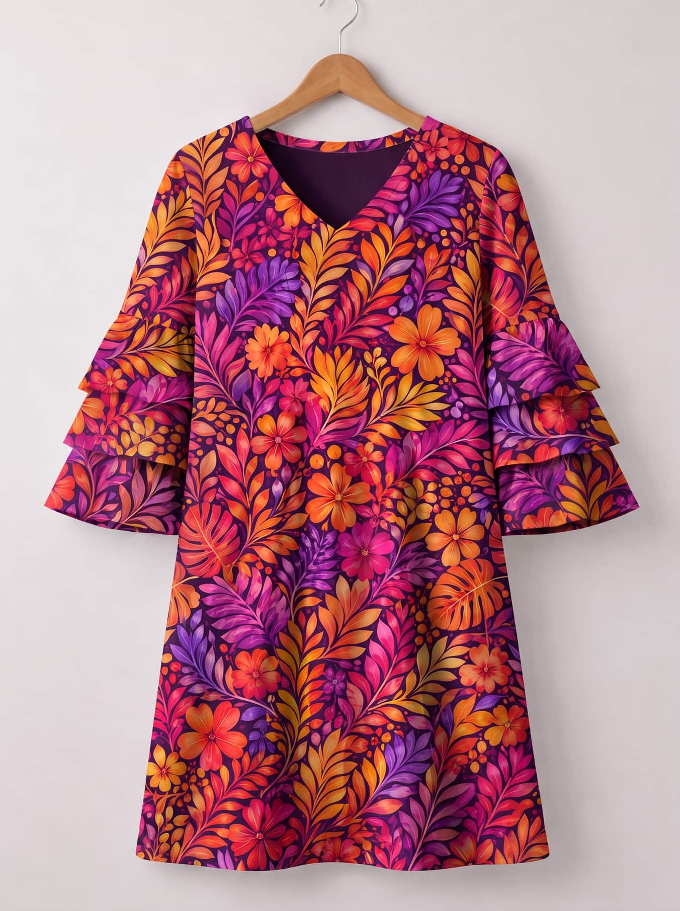 'Waridi' Stacked Ruffle Sleeve Dress