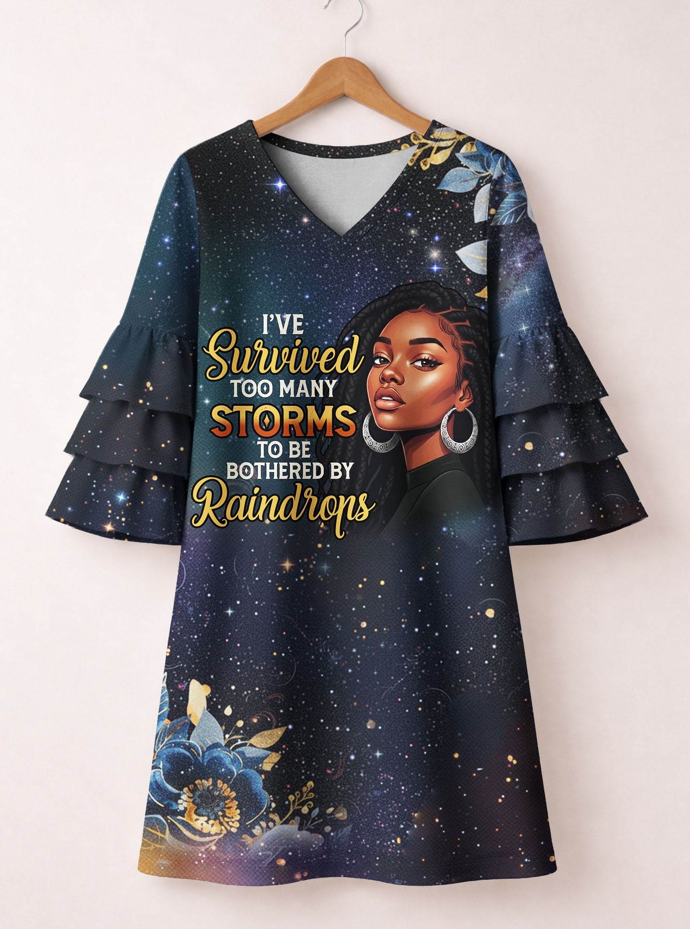'Nyota' Stacked Ruffle Sleeve Dress