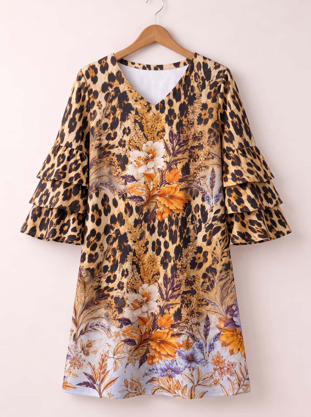 'Madoa' Stacked Ruffle Sleeve Dress