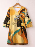 'August Queen Best Life' Stacked Ruffle Sleeve Dress