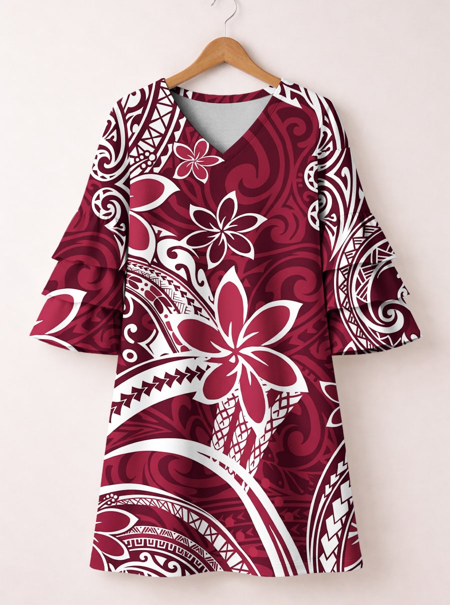 'Lehua' Stacked Ruffle Sleeve Dress